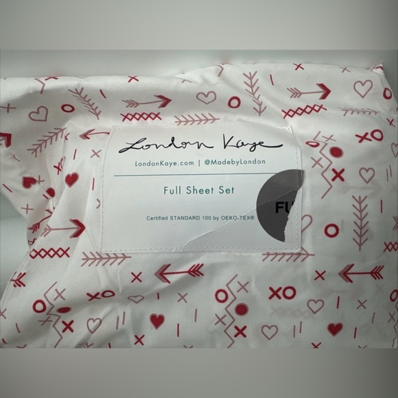 NEW London Kaye Valentine Hearts Arrows XOXO Super Soft Sheet Set Full -NWT - Picture 1 of 2
